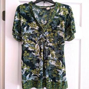 DKNY Green leaf print blouse